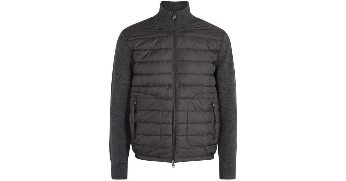 moncler black shell and wool blend jacket moncler black shell and wool blend jacket