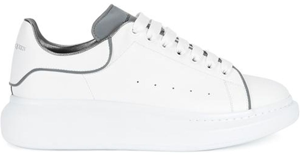 Alexander McQueen Larry White Reflective Leather Trainers in White for ...