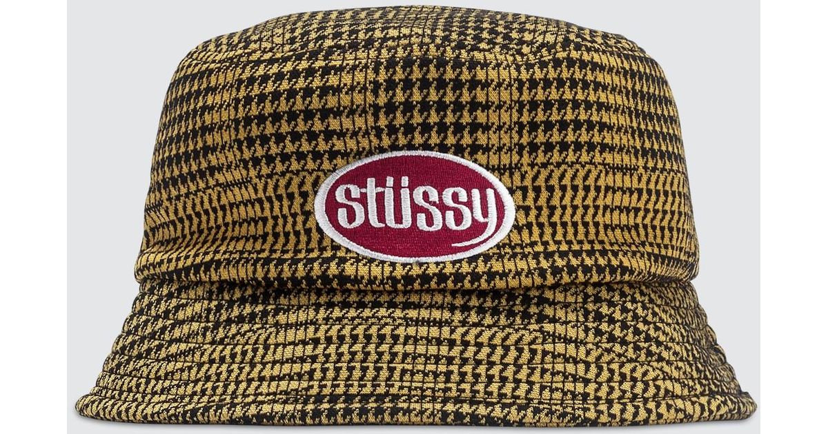 Stussy Lola Plaid Knit Bucket Hat in Metallic - Lyst