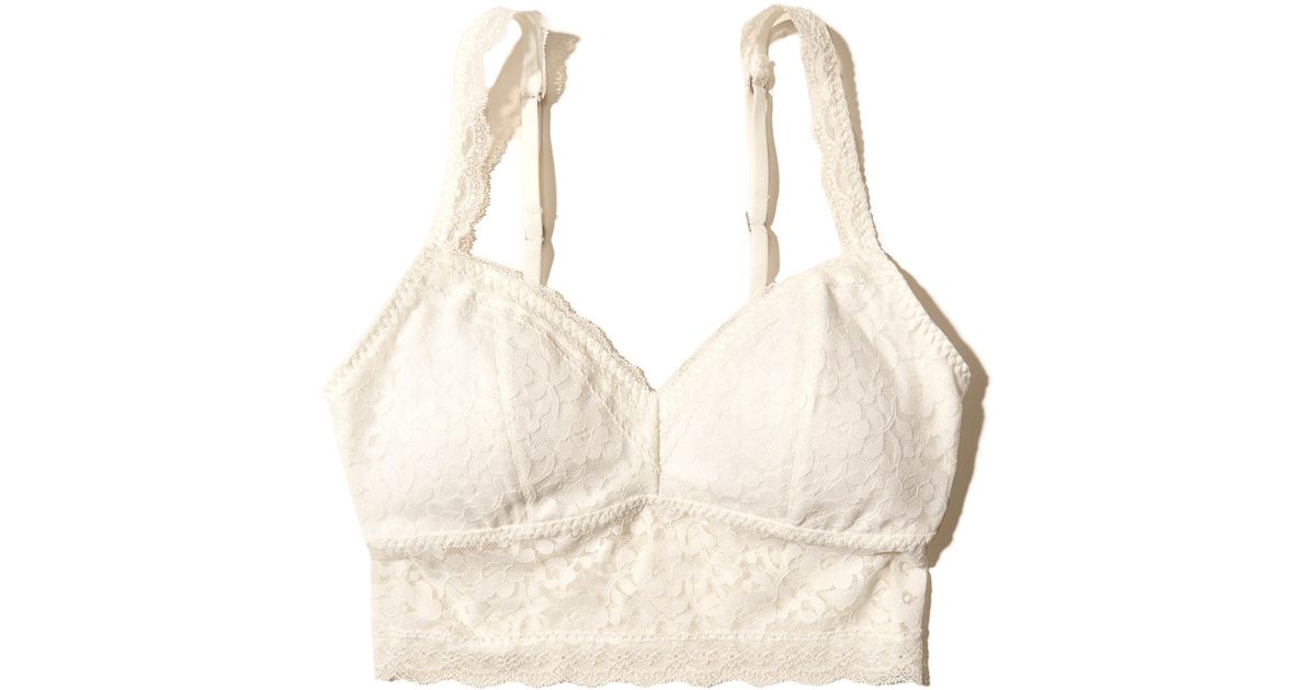 Lyst - Hollister Lace Longline Bralette With Removable Pads in White