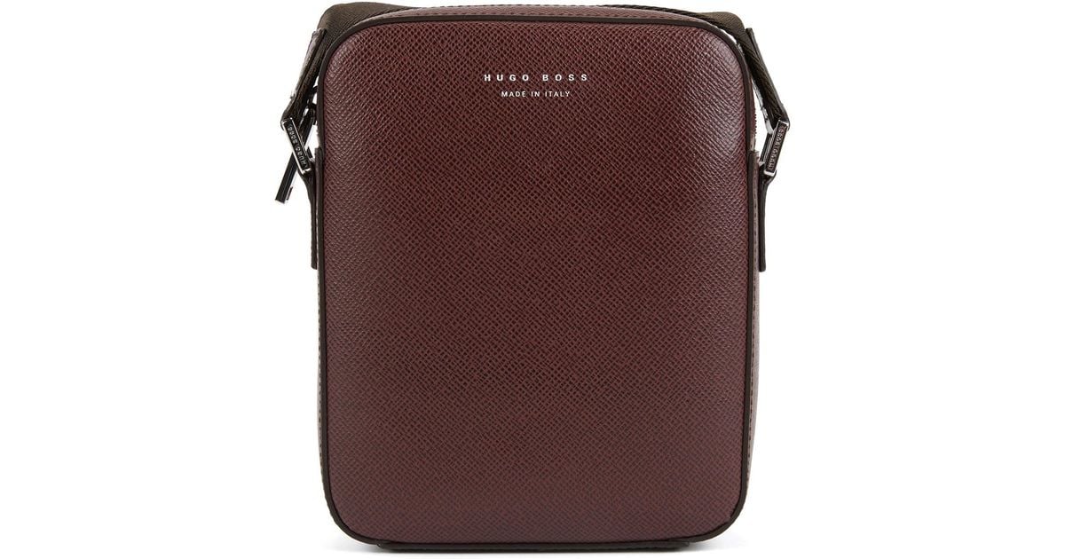 Lyst Boss Signature Collection Cross Body Bag In Structured Lyst Boss Signature Collection Cross Body Bag In Structured Italian Leather Red For Men