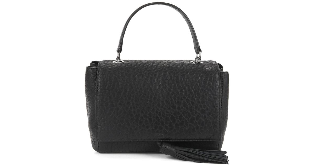 Hugo Top Handle Handbag In Italian Leather Black Lyst