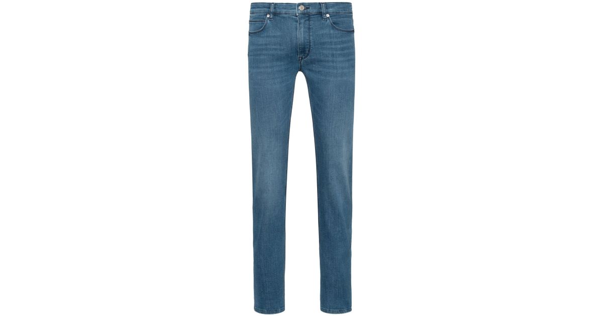 HUGO Slim-fit Jeans In Mid-blue Stretch Denim for Men - Lyst