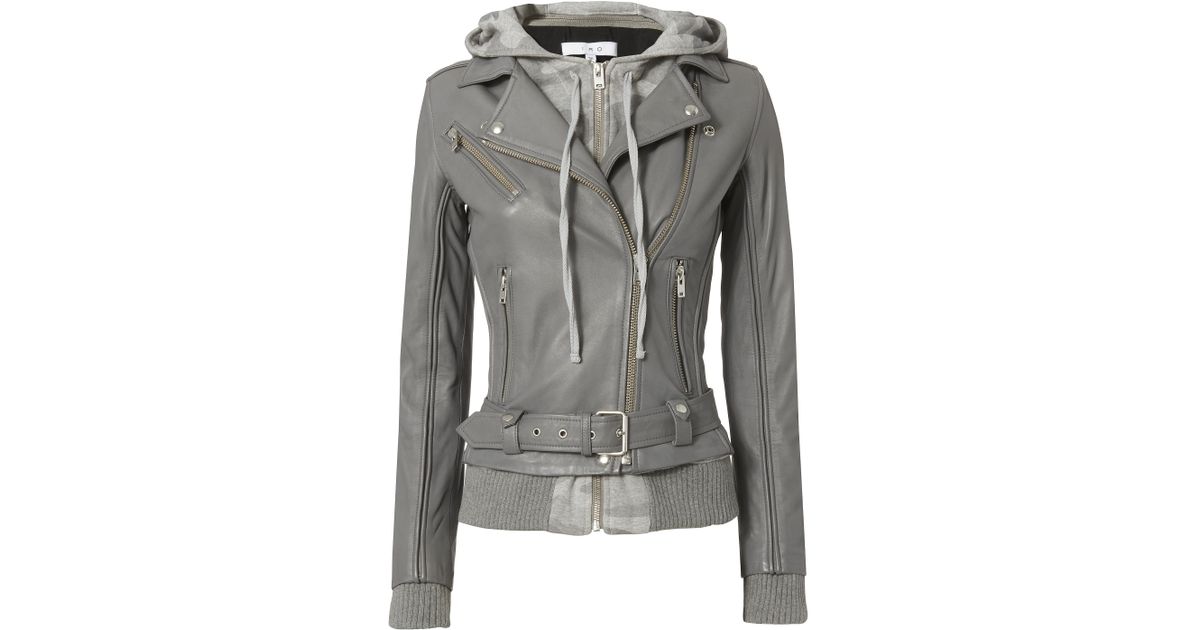 Iro Harper Camo Combo Leather Jacket In Gray Lyst