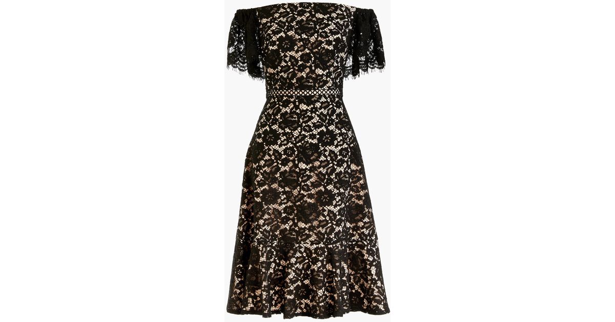 Lyst J Crew Off The Shoulder Lace Dress In Black