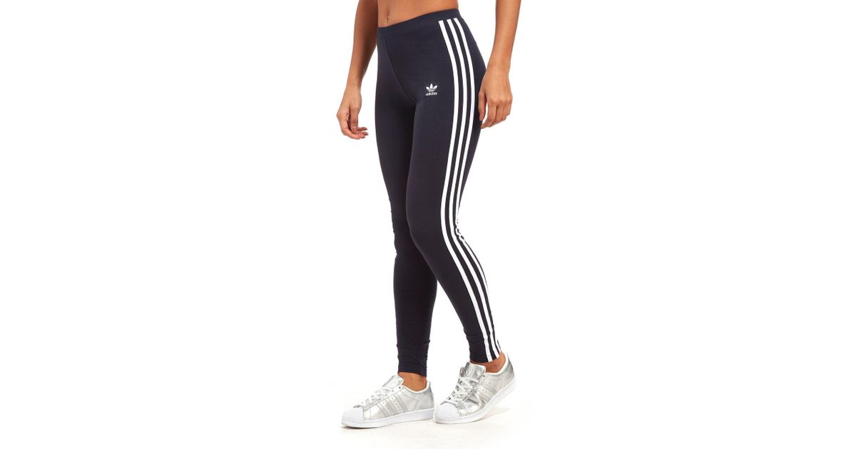 adidas leggings 3 stripes navy