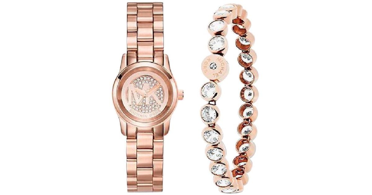 Lyst Michael Kors Mini Pee Rose Gold Tone Watch With Bracelet Lyst Michael Kors Mini Pee Rose Gold Tone Watch With Bracelet Mk3670 In Metallic