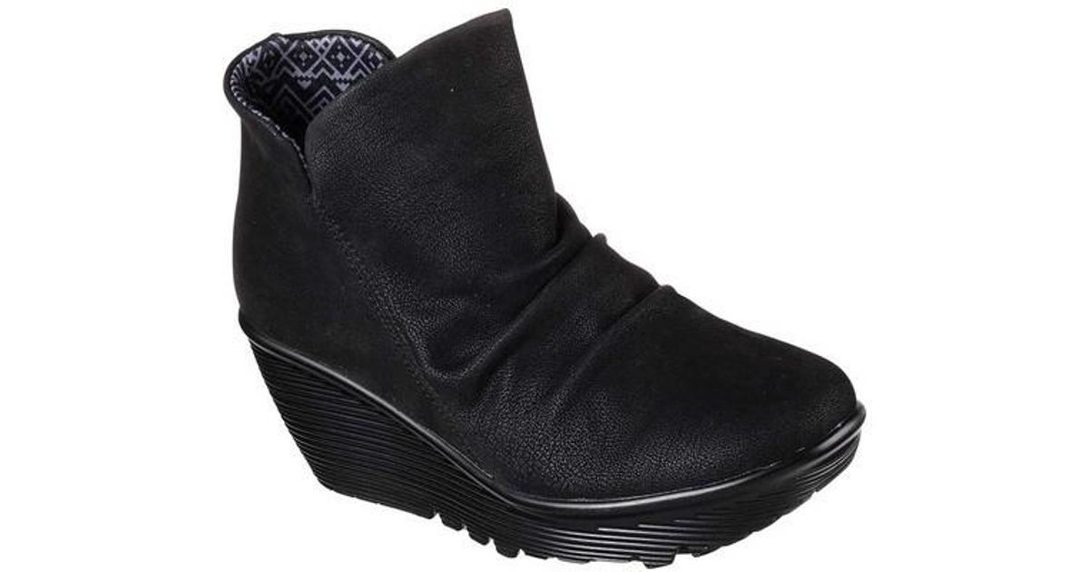 Lyst - Skechers Parallel Dusk Wedge Ankle Boot in Black