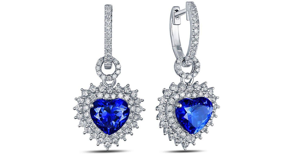 Lyst Silver Yulan Heart Tanzanite Diamond Earrings