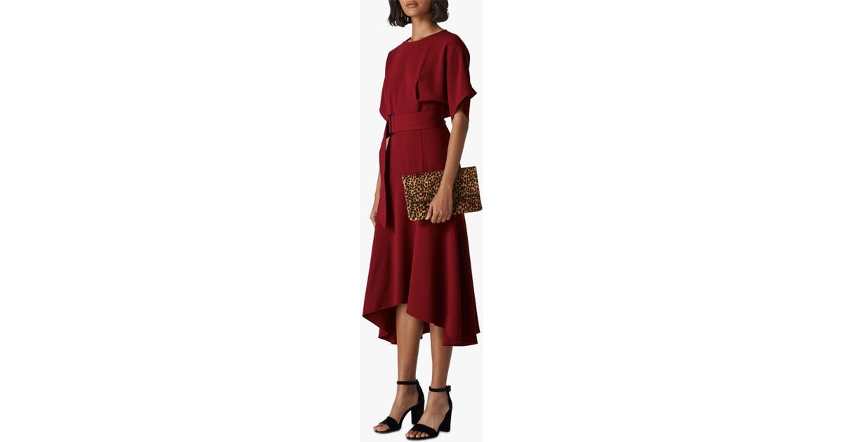 whistles textured belted midi dress