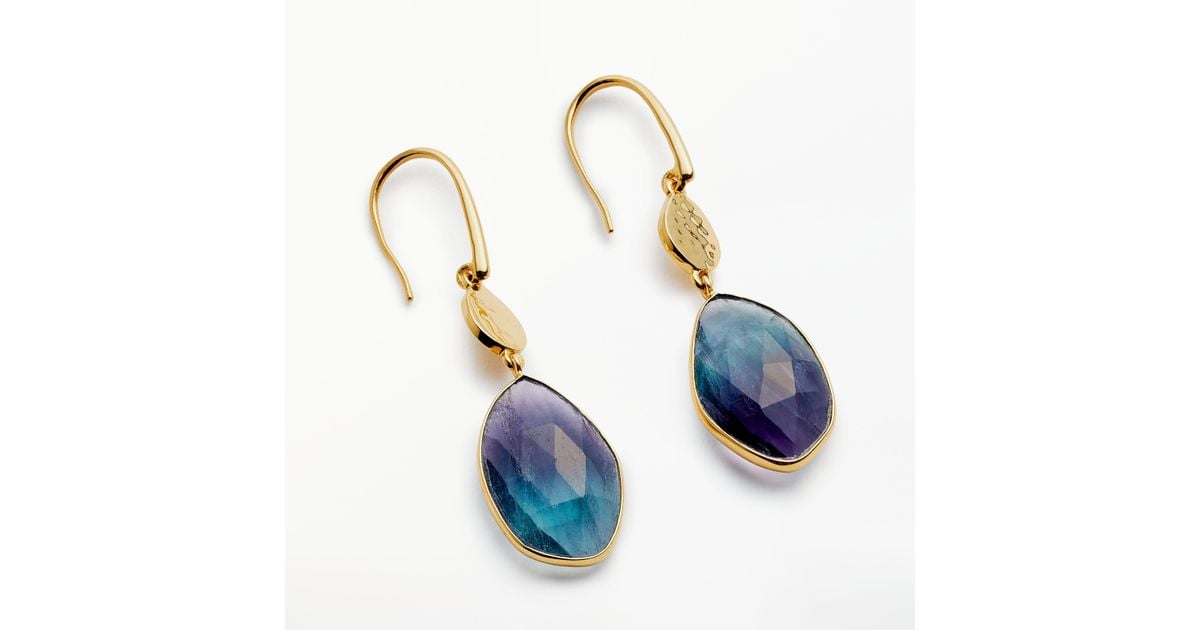 John Lewis Semi Precious Stone Hammered Disc Drop Earrings In Blue John Lewis Semi Precious Stone Hammered Disc Drop Earrings In Blue Lyst
