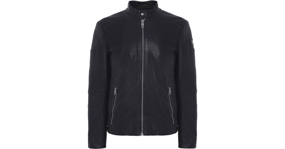 Boss Orange Black Leather Jofynn Jacket For Men Lyst