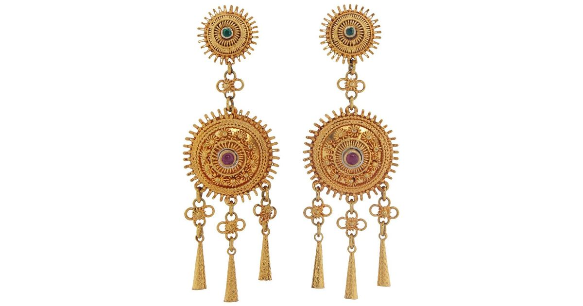 Lyst Royal Thai Gold Fringe Earrings In Metallic