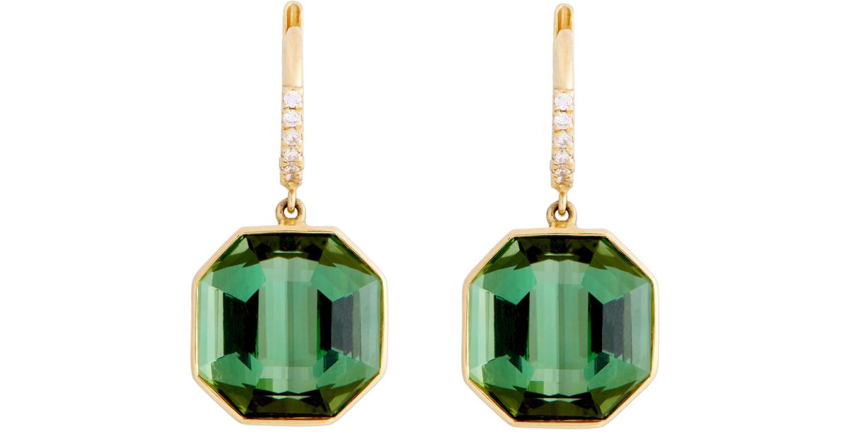 Lyst Sidney Garber Green Tourmaline Earrings In