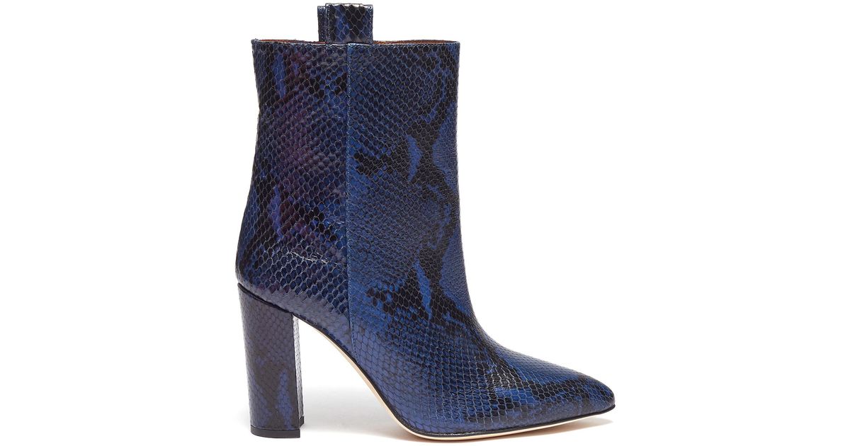 Paris Texas Snake Embossed Leather Ankle Boots in Animal Print (Blue ...