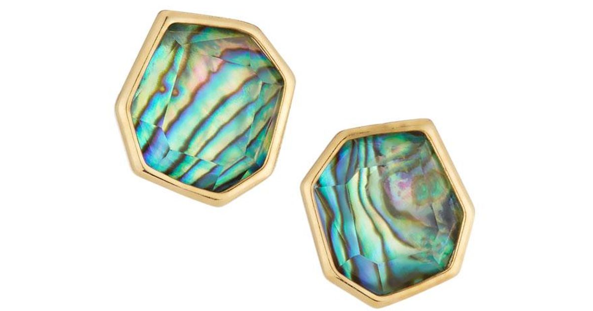 Lyst Lele Sadoughi Abalone Fossil Stud Earrings In Green