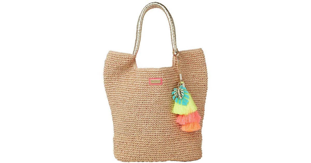 Lyst Lilly Pulitzer Cha Straw Tote Bag In Natural