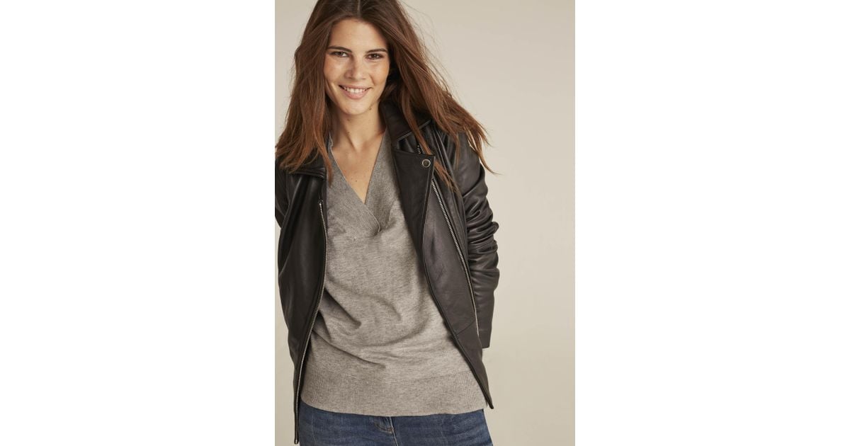 Long Tall Sally Black Leather Biker Jacket