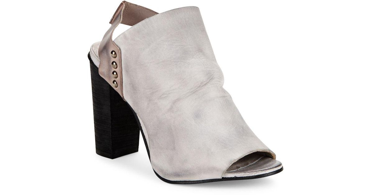 grey leather mules