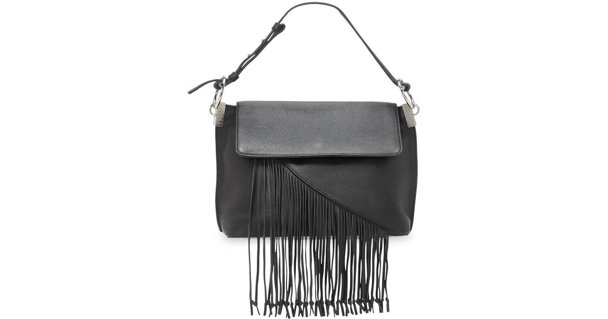 Vince Camuto Black Ashby Tassel Flap Leather Crossbody Bag Lyst