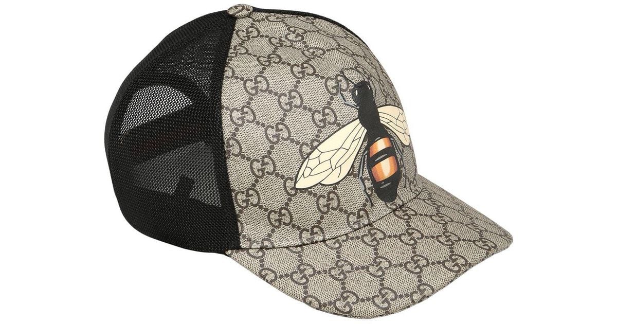 Gucci Bee Coated Gg Canvas & Mesh Baseball Hat in Black for Men - Lyst