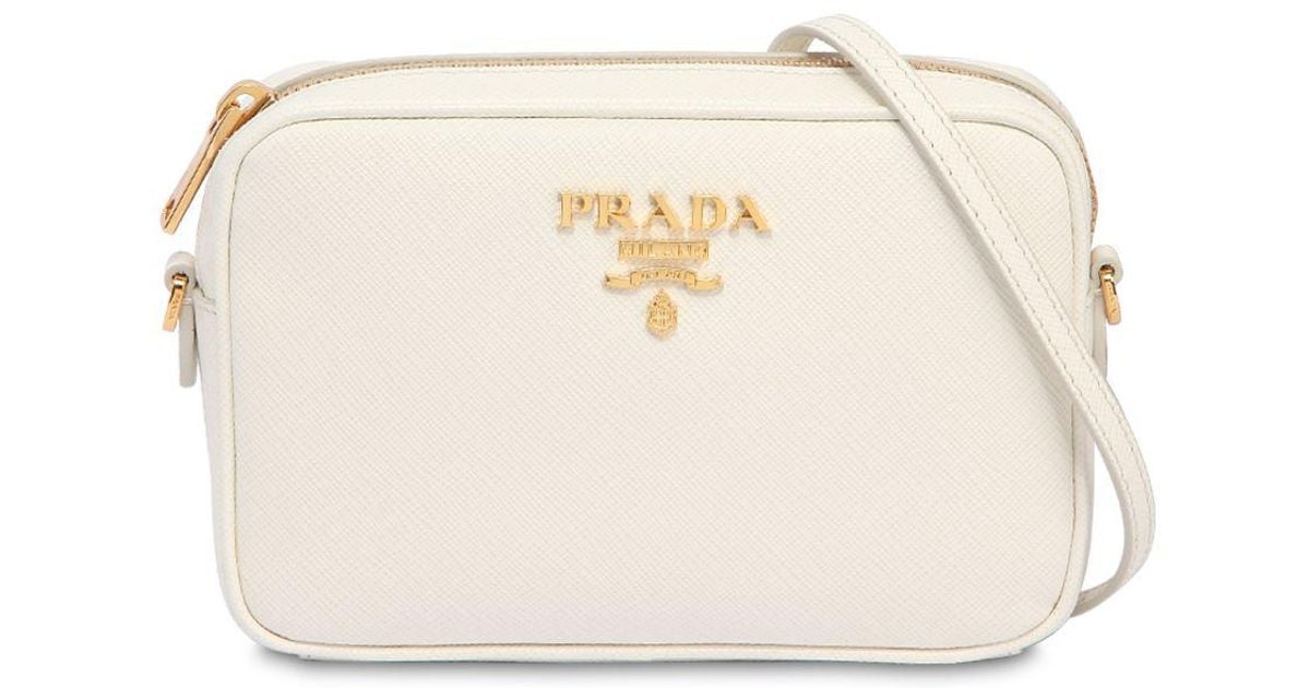 Lyst Prada Saffiano Leather Camera Bag In White