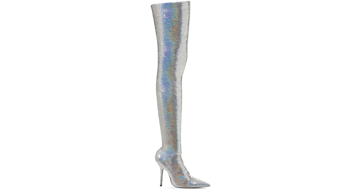 glitter thigh high boots balenciaga