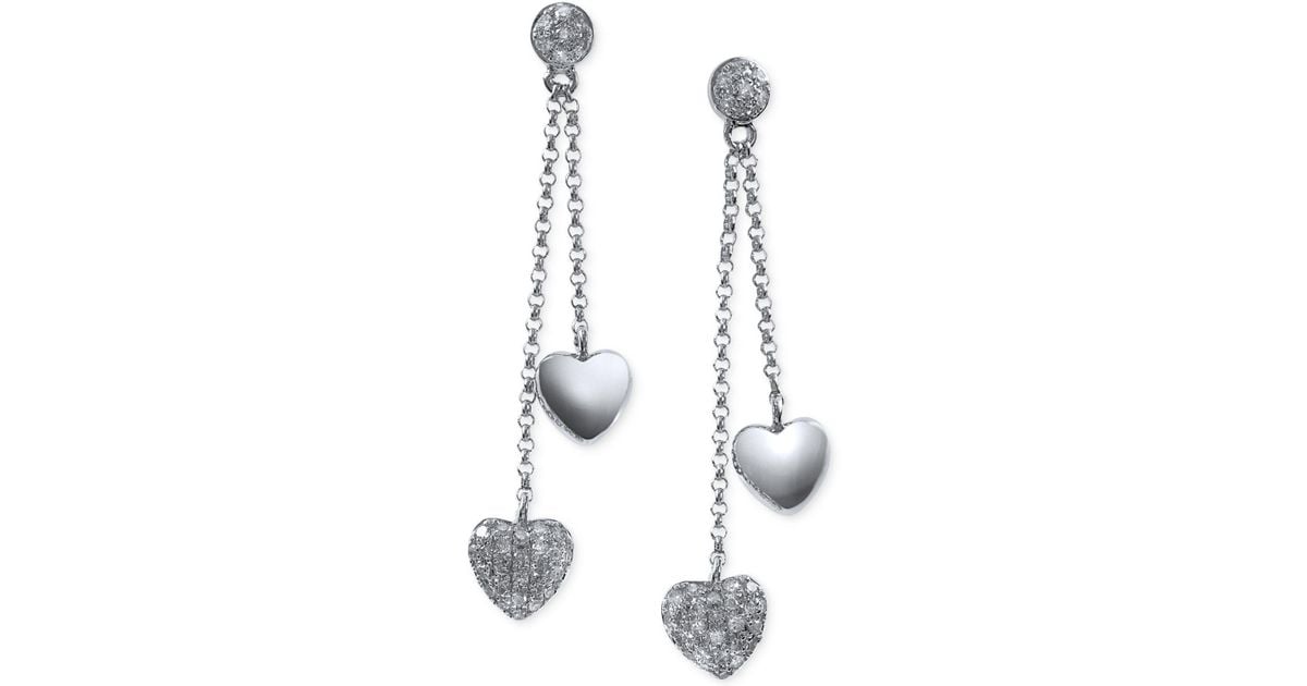 Lyst Effy Collection Diamond Heart Dangle Earrings 1 4 Ct Lyst Effy Collection Diamond Heart Dangle Earrings 1 4 Ct T W In 14k White Gold