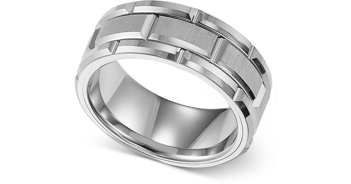 Lyst Triton Men S Ring 8mm White Tungsten Wedding Band In Lyst Triton Men S Ring 8mm White Tungsten Wedding Band In For