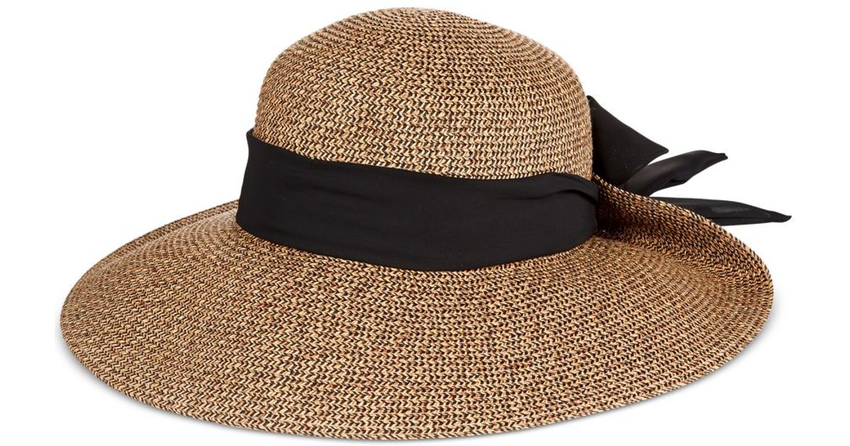 Lyst Nine West Packable Upbrim Floppy Hat With Scarf in Brown