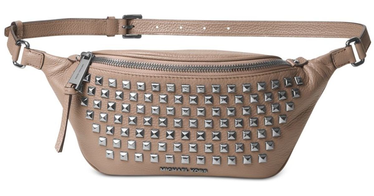 Lyst Michael Kors Rhea Zip Pyramid Stud Belt Bag
