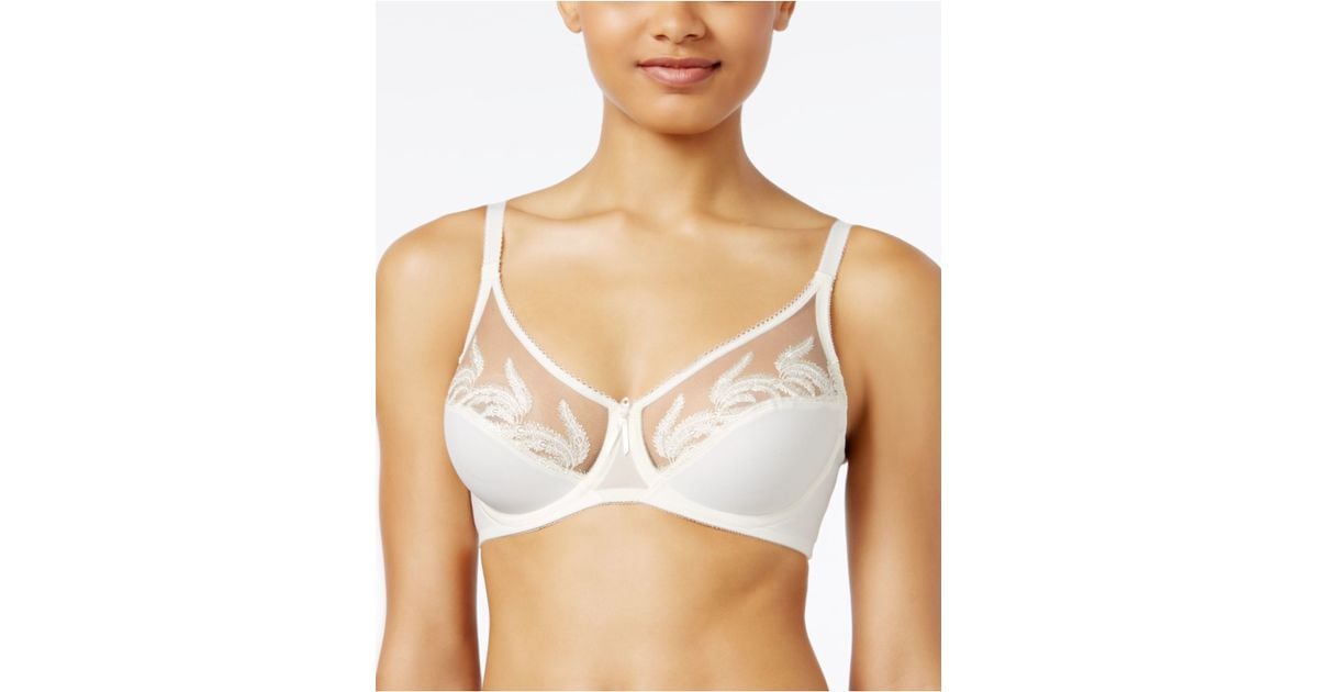 Wacoal Feather Full Figure Sheer Embroidery Underwire Bra 85121 In White Lyst 