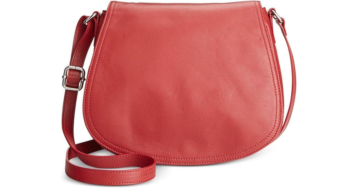 Giani bernini Nappa Leather Full Flap Saddle Bag, Only At Macy&#39;s in Red | Lyst