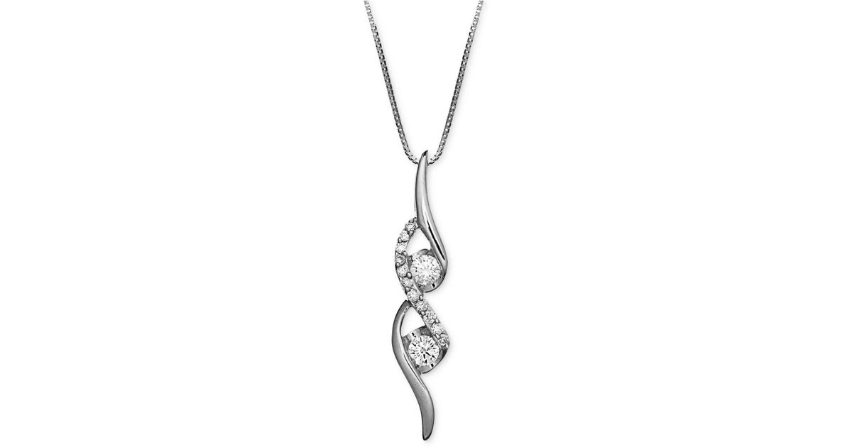 Sirena Diamond Two Stone Spiral Pendant Necklace In 14k Gold Or Sirena Diamond Two Stone Spiral Pendant Necklace In 14k Gold Or White 1 4 Ct T W Lyst
