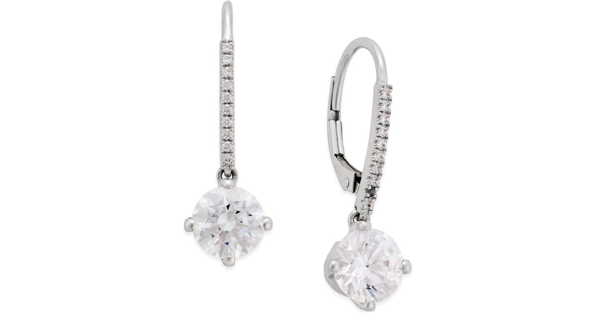 Lyst Arabella Swarovski Cubic Zirconia Earrings In 14k White Gold Lyst Arabella Swarovski Cubic Zirconia Earrings In 14k White Gold Metallic