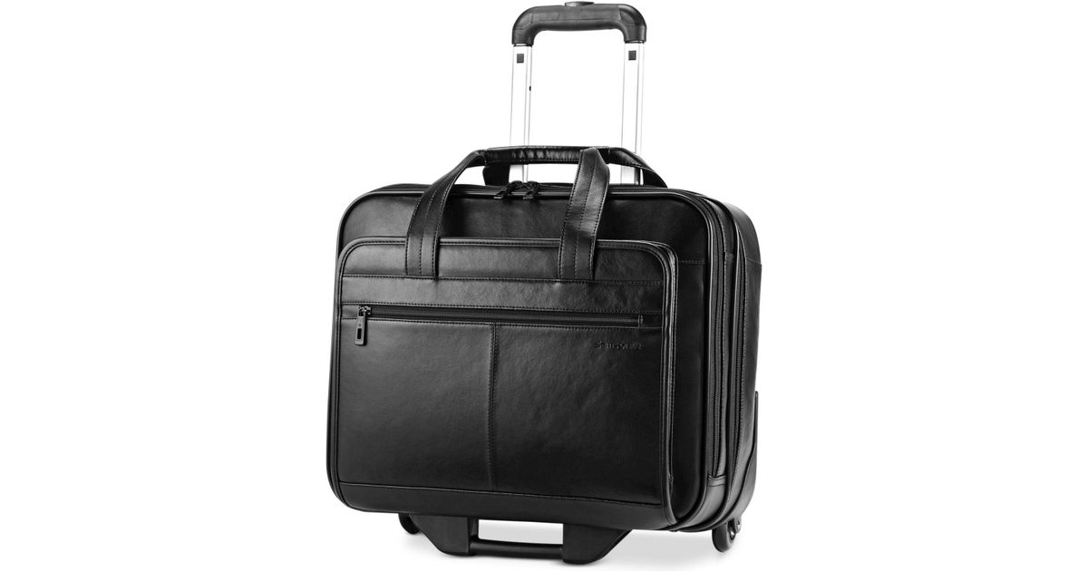 Lyst - Samsonite Rolling Leather Business Case, Mobile Office in Black ...