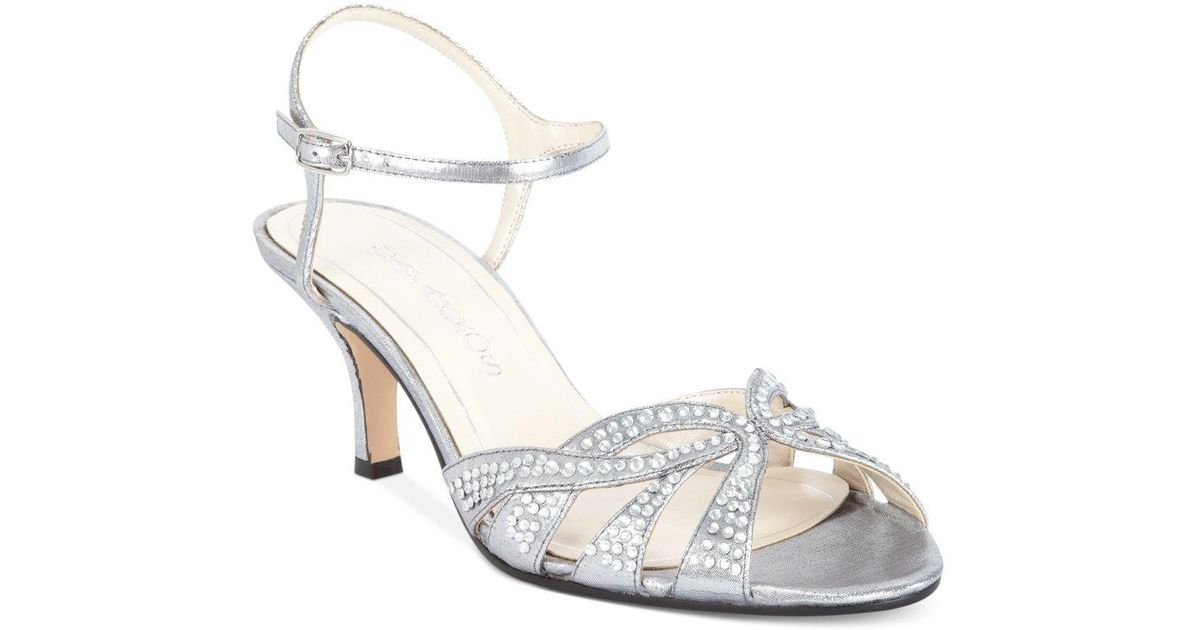 caparros silver evening shoes