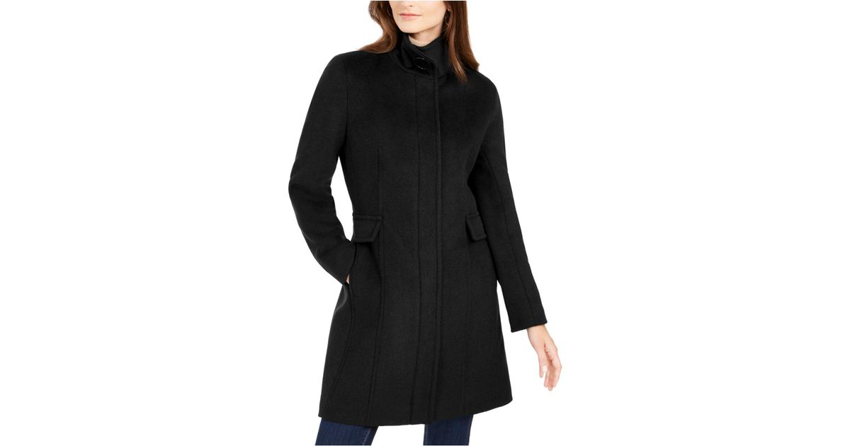 Calvin Klein Wool Stand-collar Walker Coat, Created For Macys in Black ...