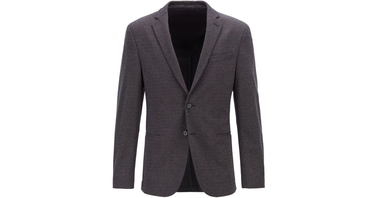 BOSS Slim-fit Jacket In Melange Jersey With Partial Lining in Gray for ...