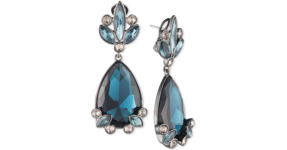 Lyst Givenchy Hemae Tone Clear Blue Crystal Drop Earrings In