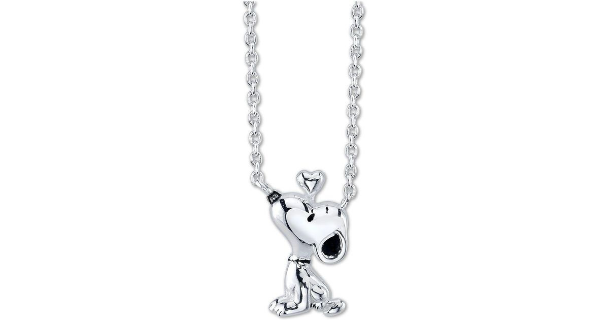 Disney Metallic Peanuts Snoopy Mini Pendant Necklace In Sterling Silver For Unwritten 16 2 Chain Lyst