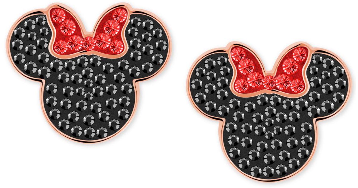 Lyst Swarovski Tri Tone Crystal Minnie Mouse Stud Earrings In Black