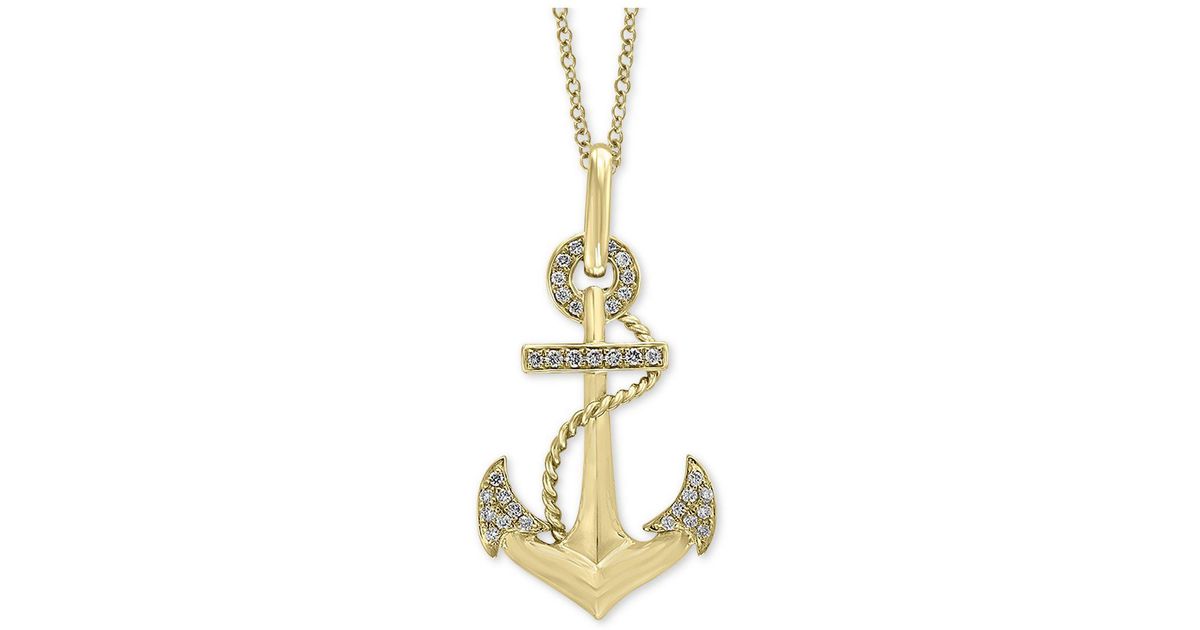 Lyst Effy Collection Diamond Anchor 22 Pendant Necklace 1 5 Ct Lyst Effy Collection Diamond Anchor 22 Pendant Necklace 1 5 Ct T W In 14k Gold Metallic