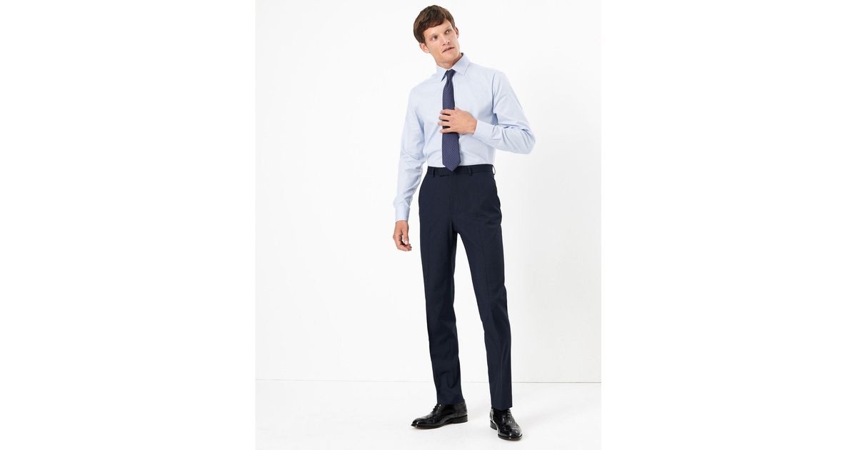 mens navy stretch trousers