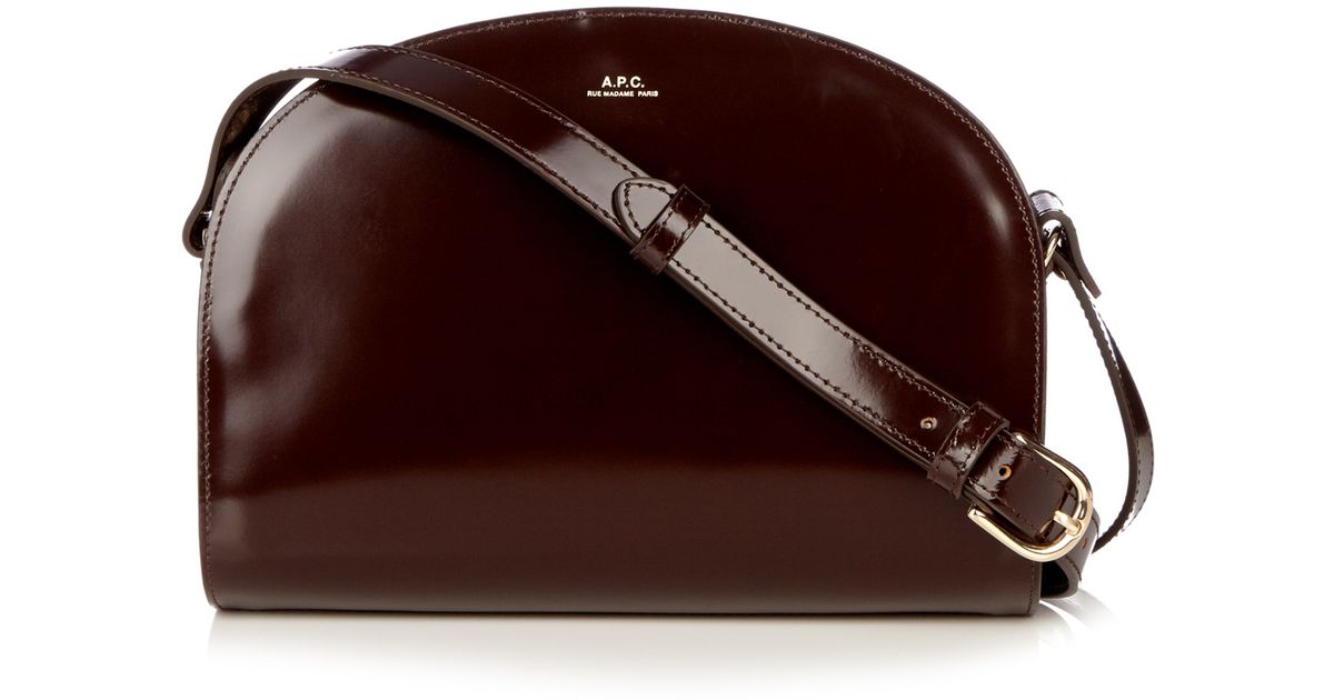 Lyst A P C Half Moon Polished Leather Cross Body Bag In Brown