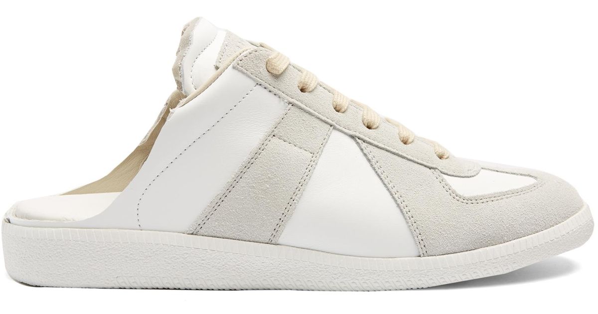 Maison margiela Raw-edge Backless Suede And Leather Trainers in White ...
