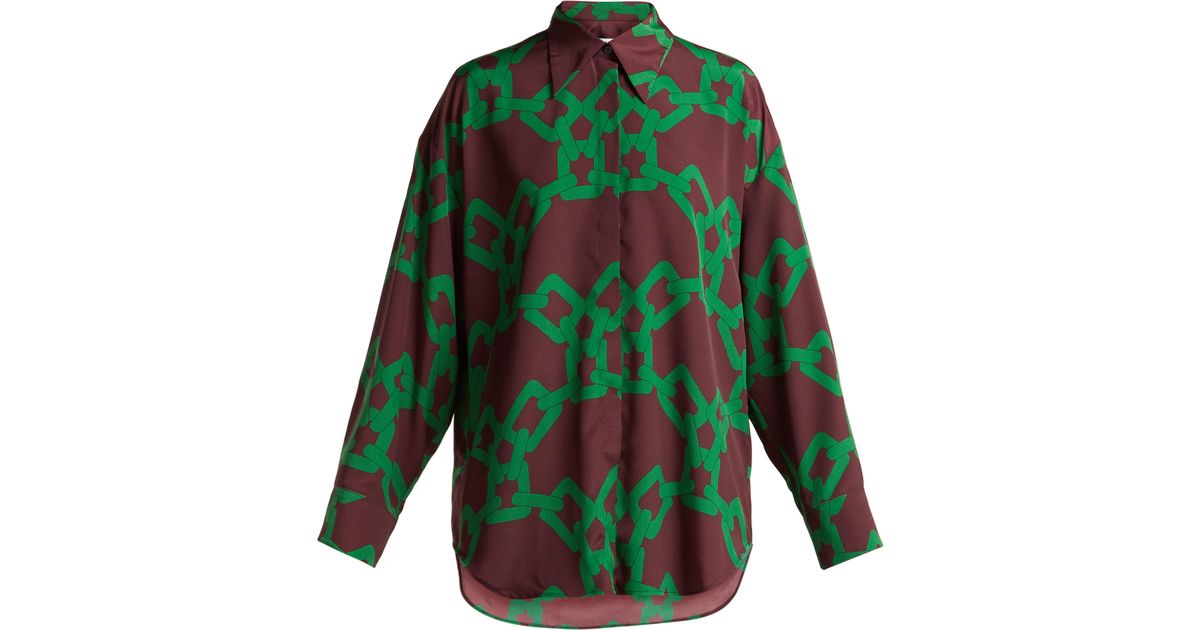 Chemise Imprimé En Coloris Lyst À Chaîne Satin Vert Msgm xtsdCohQrB