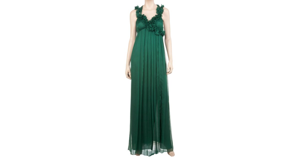 Silk chiffon cascading rosette evening dress Silk chiffon cascading rosette evening dress