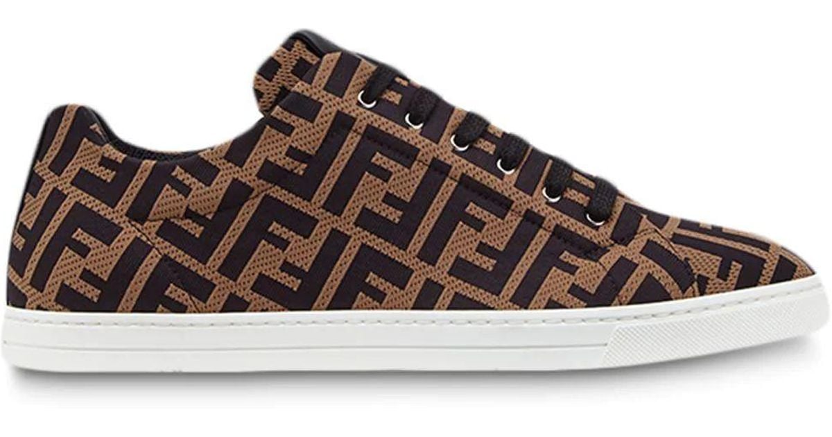 Fendi Ff All Over Cotton Low Top Sneakers in Brown for Men - Save 16% ...
