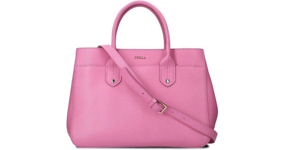 large pink leather tote